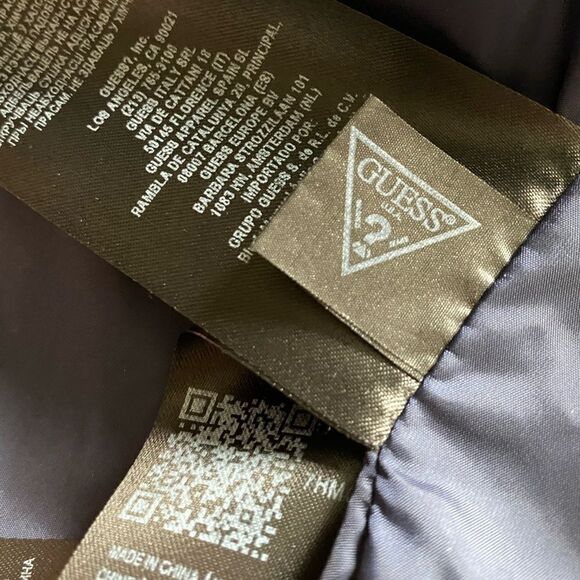 Guess Puffer Coat Bubble Puffy Jacket Blue Detachable Hood Womens Size Small - Picture 14 of 16